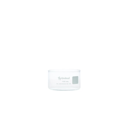 United Scientific CrystalClear Crystallizing Dish 150mL, Flat Bottom, Borosilicate Glass, 6PK UNCRDSH-FB-150
